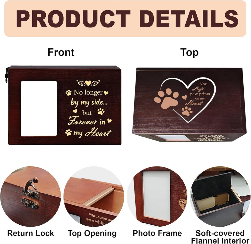Pet Urns for Dog or Cat Ashes, Wooden Dog Urn for Ashes
