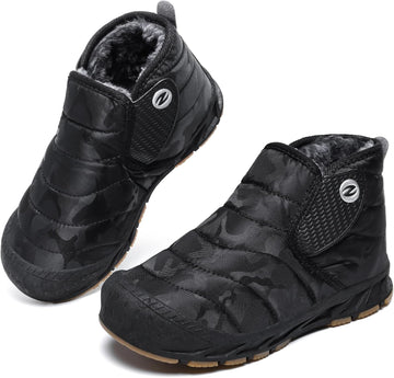 Kids Snow Boots Boys Girls Winter Warm Fur Lined Double Hook & Loop