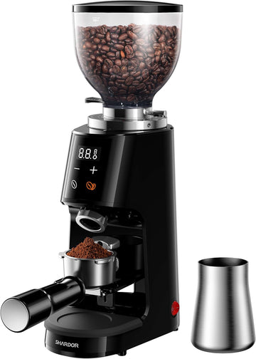 64mm Flat Burr Coffee Grinder, 100 Settings, Anti-Static, Black | Electric Bean Grinding, All-Metal Chamber