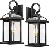 Black Exterior Light Fixtures 2-Pack, Anti-Rust Aluminum Outdoor Wall Lights for House Porch Lights IP65 Waterproof Cl