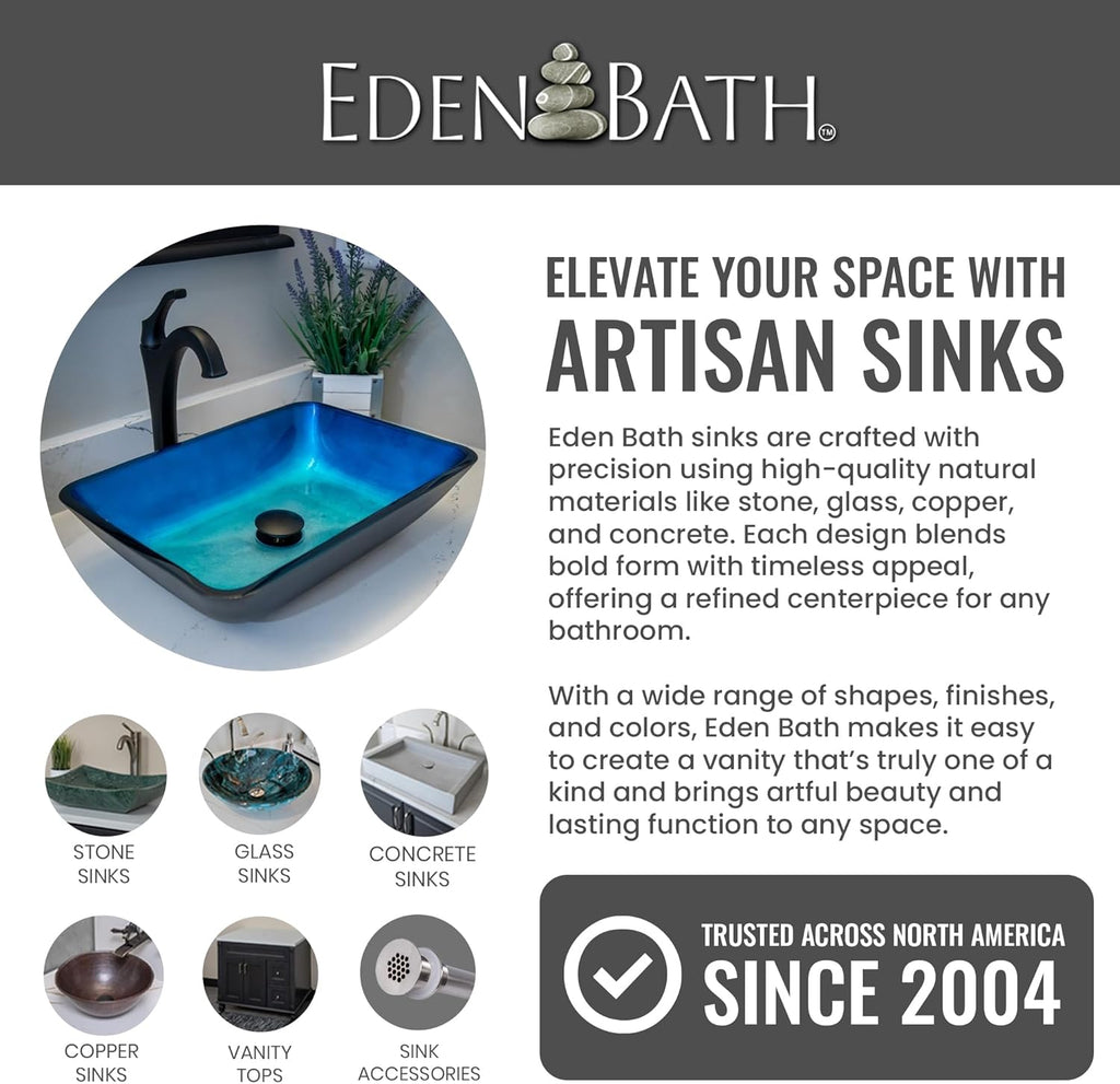 Eden Bath Blue Crystal Cut Oval Glass Sink Bowl Bathroom Vessel Sink for Vanity Top