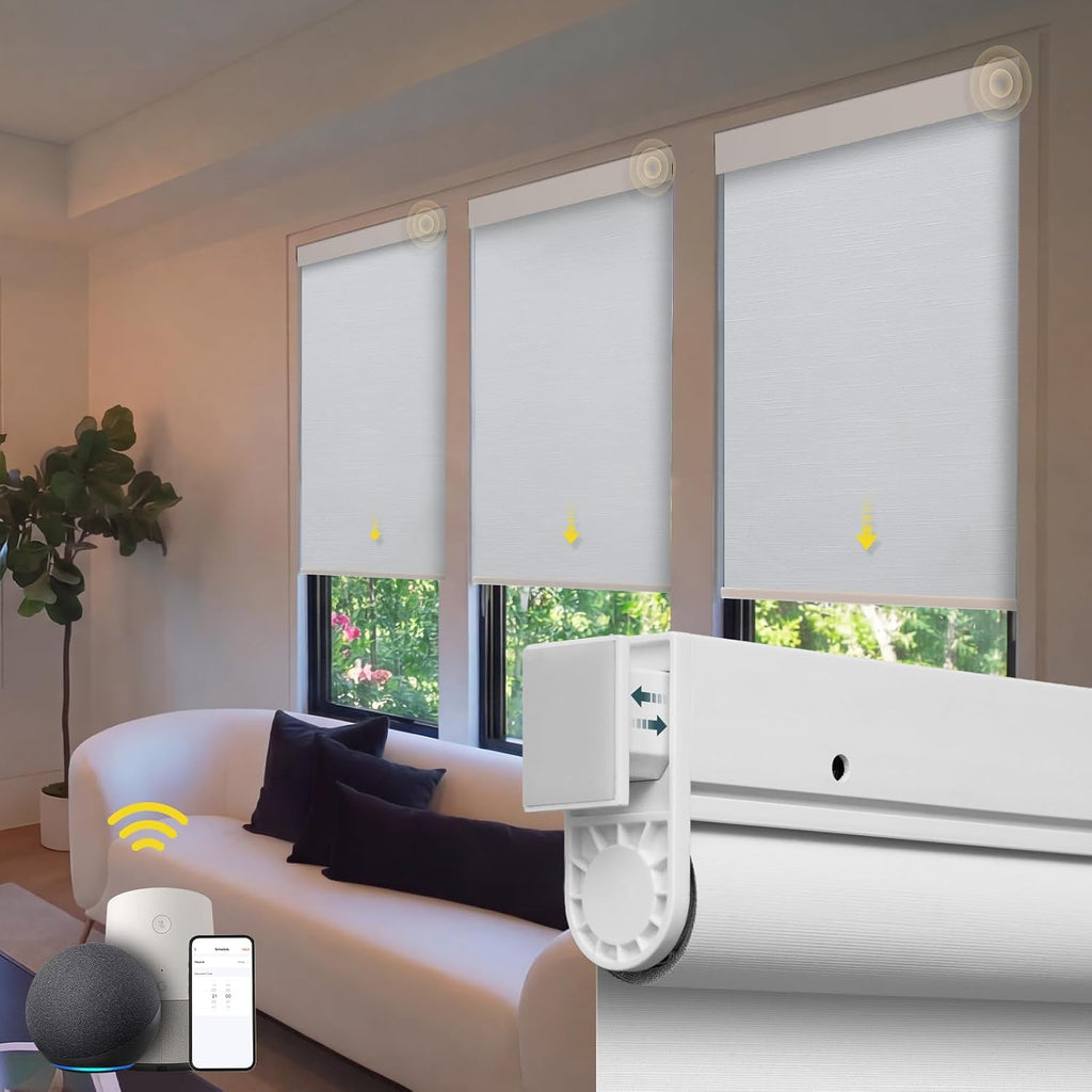 Motorized Blinds No Drill Automatic Blinds for Windows Cordless Roller Shades Electric Blinds with Remote Control