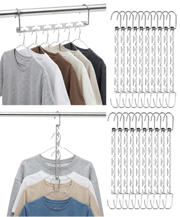 Metal Space Saving Hangers for Clothes, 20 Pack, 6 Slots