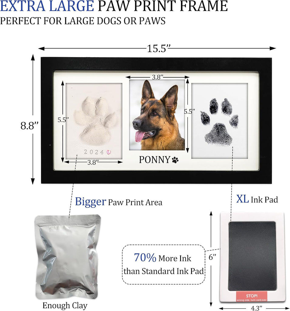 Paw Print Frame Kit, Dog/Cat Paw Print Keepsake, XL Black