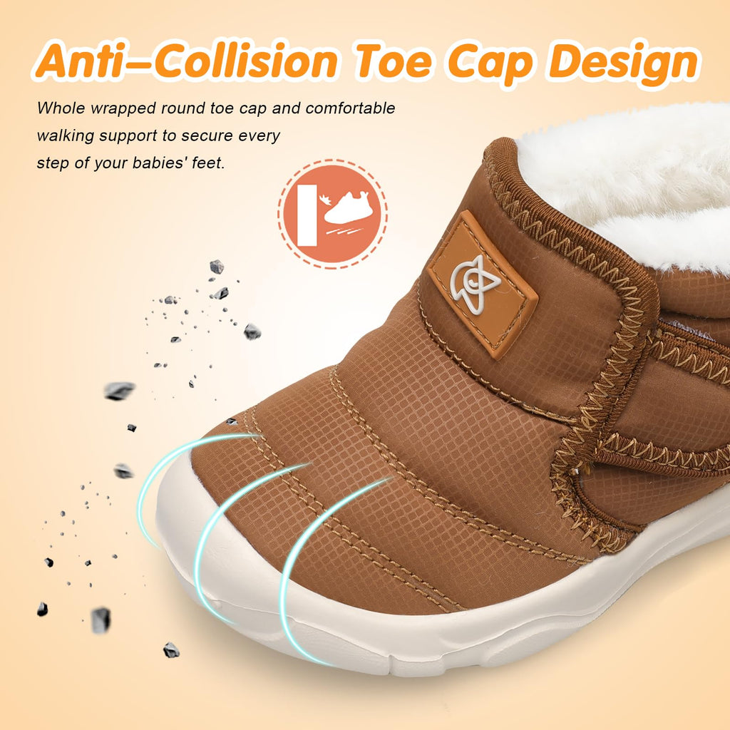 Baby Cute Boots Toddler Anti Collision Shoes Non Slip Winter Walking Shoes Unisex Lightweight Brown Infant