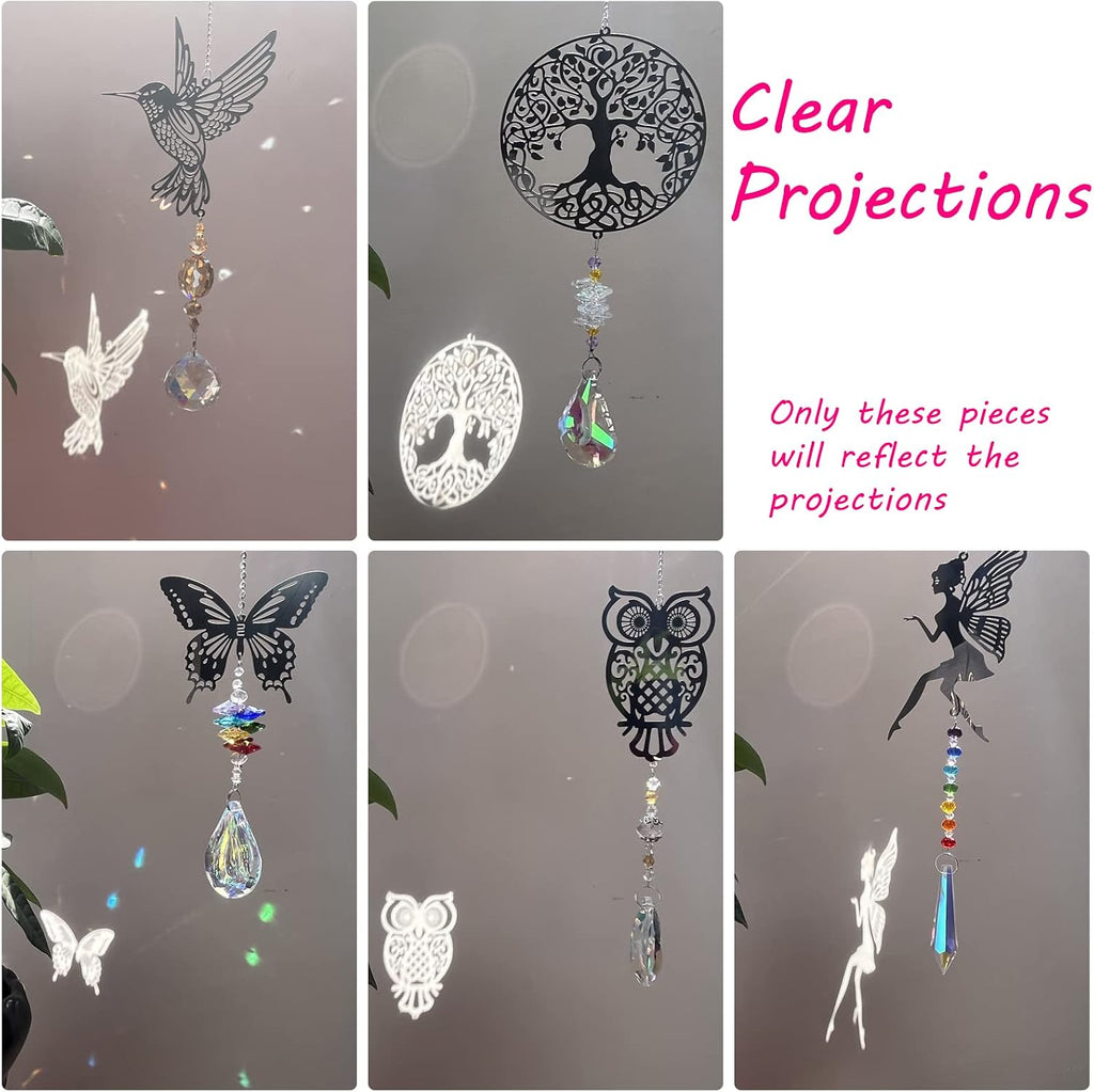 Crystal Suncatchers with Prisms Hanging Window Sun Catcher Decor Indoor Rainbow Maker Ornament Owl Hummingbird