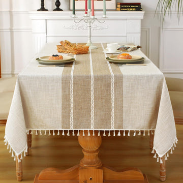 Rustic Cotton Linen Table Cloth,Tablecloths for 6 Foot Rectangle Tables,Waterproof Washable Tableclo