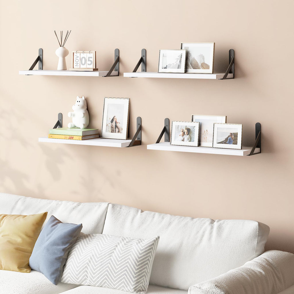 16.5 Inch Floating Shelves for Wall Home Decor, White, Set of 6