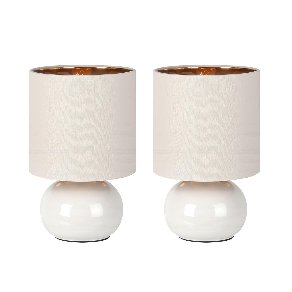 Ceramic Table Lamps Set of 2, Modern Classic Bedside Lamps for Nightstand, Small Table Lamp Living Room Desk End