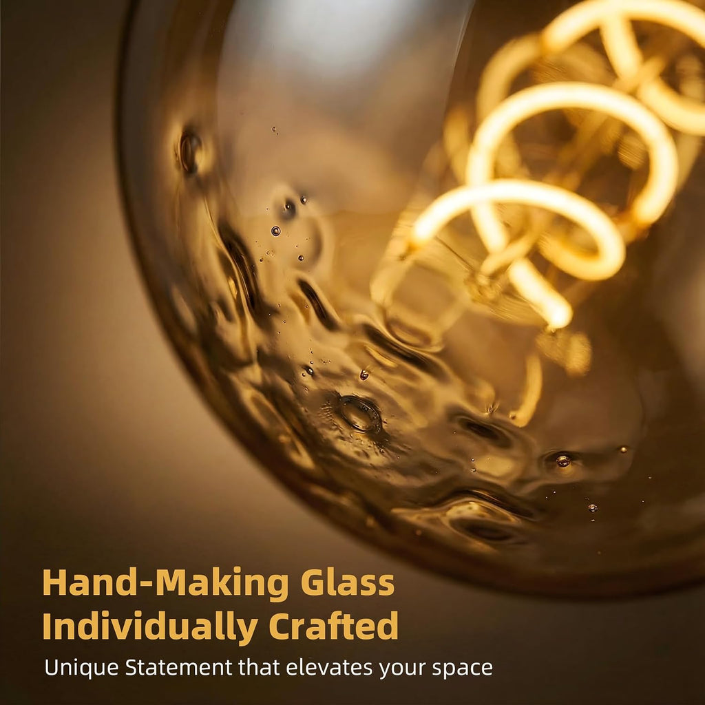 Oversized LED Edison Bulb, Amber 4W 2200K Dimmable E26 Globe 2PK