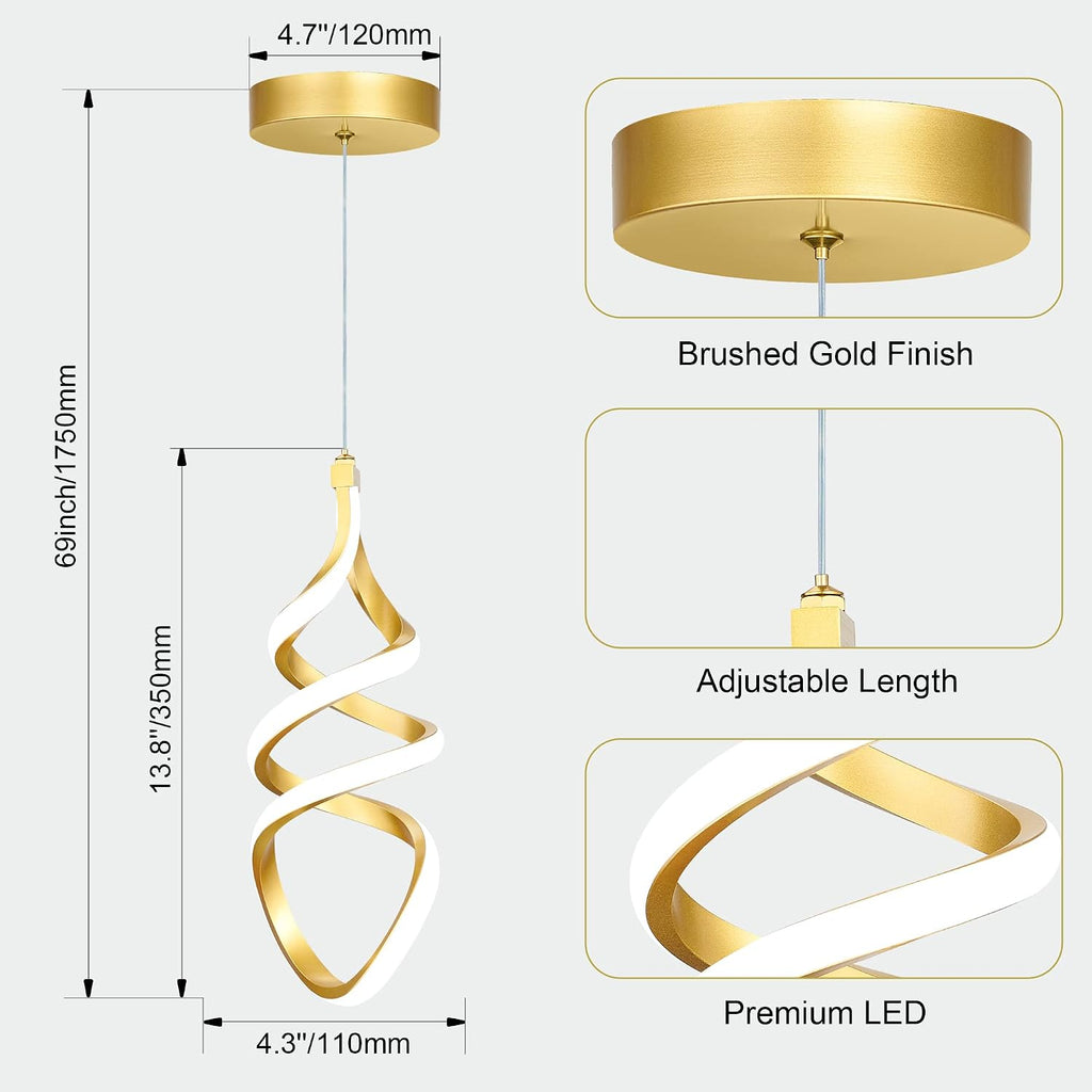 Pendant Lights,3 Pack Brushed Gold Pendant Lighting for Kitchen Island,LED Pendant Lights 3 Color Temperature,Modern