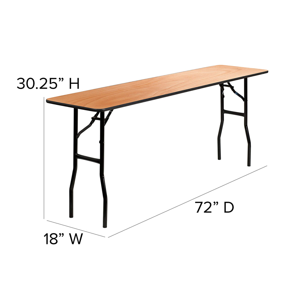 72" x 30" Natural Wood Rectangular Folding Table