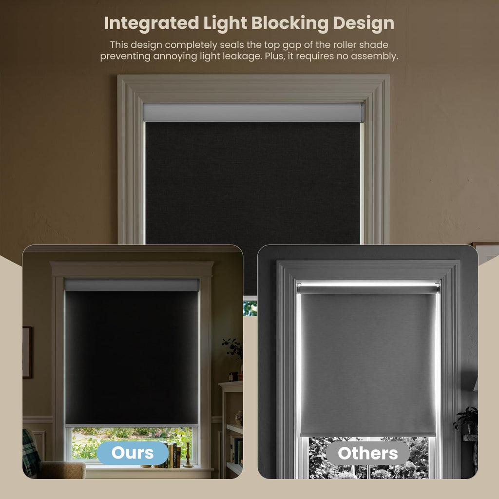 Motorized Blinds with Remote, Smart Roller Shades, Black, "
