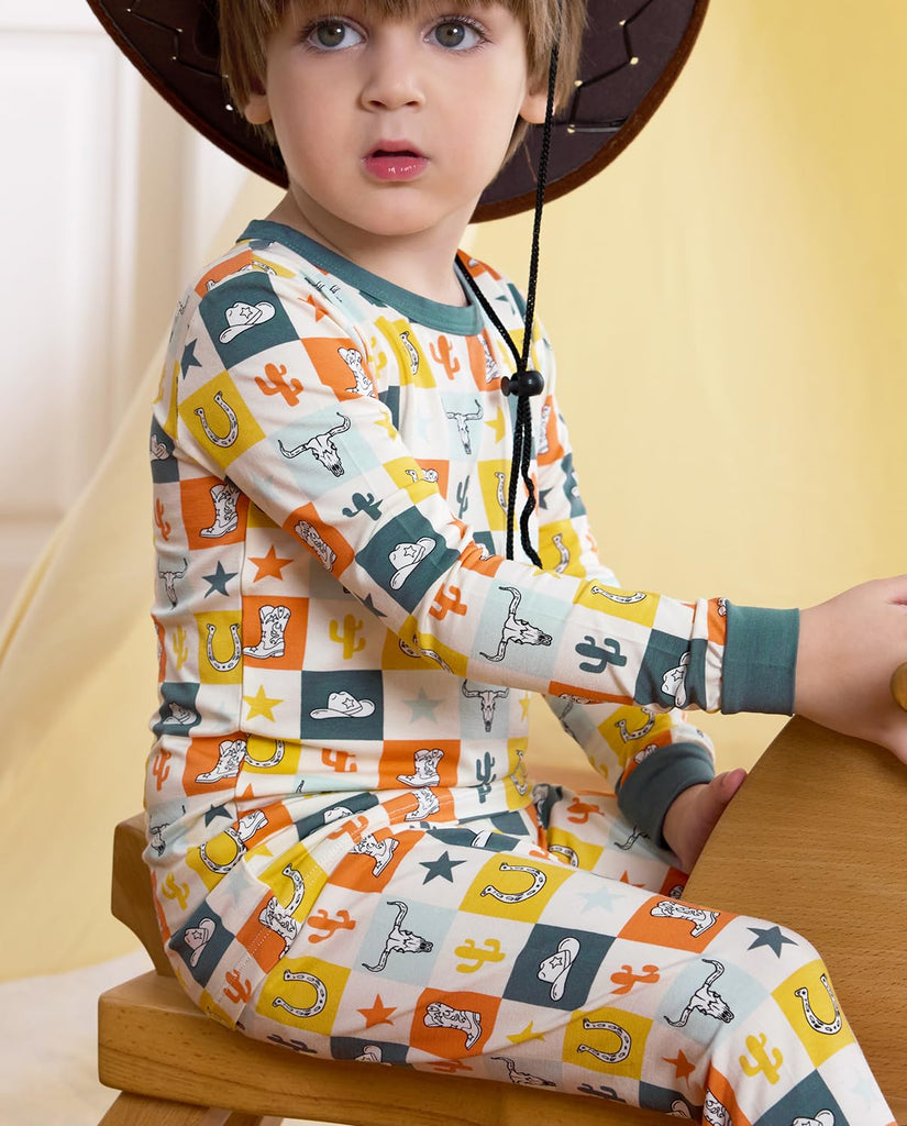 Bamboo Viscose Toddler Kids Pajamas Set, Long Sleeve Boys
