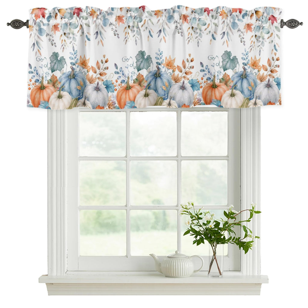 Fall Valances for Windows 2 Pack Farmhouse Pumpk Valance Curtains Rod Pocket Window Treatments Thanksgiving Autumn