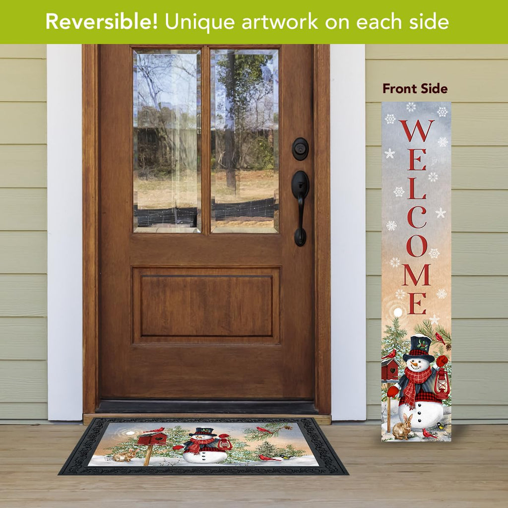 Fall Double Sided Reversible Pine Porch Leaner 47x9.5 Fall Foliage/Snowman For Fall Porch Leaner