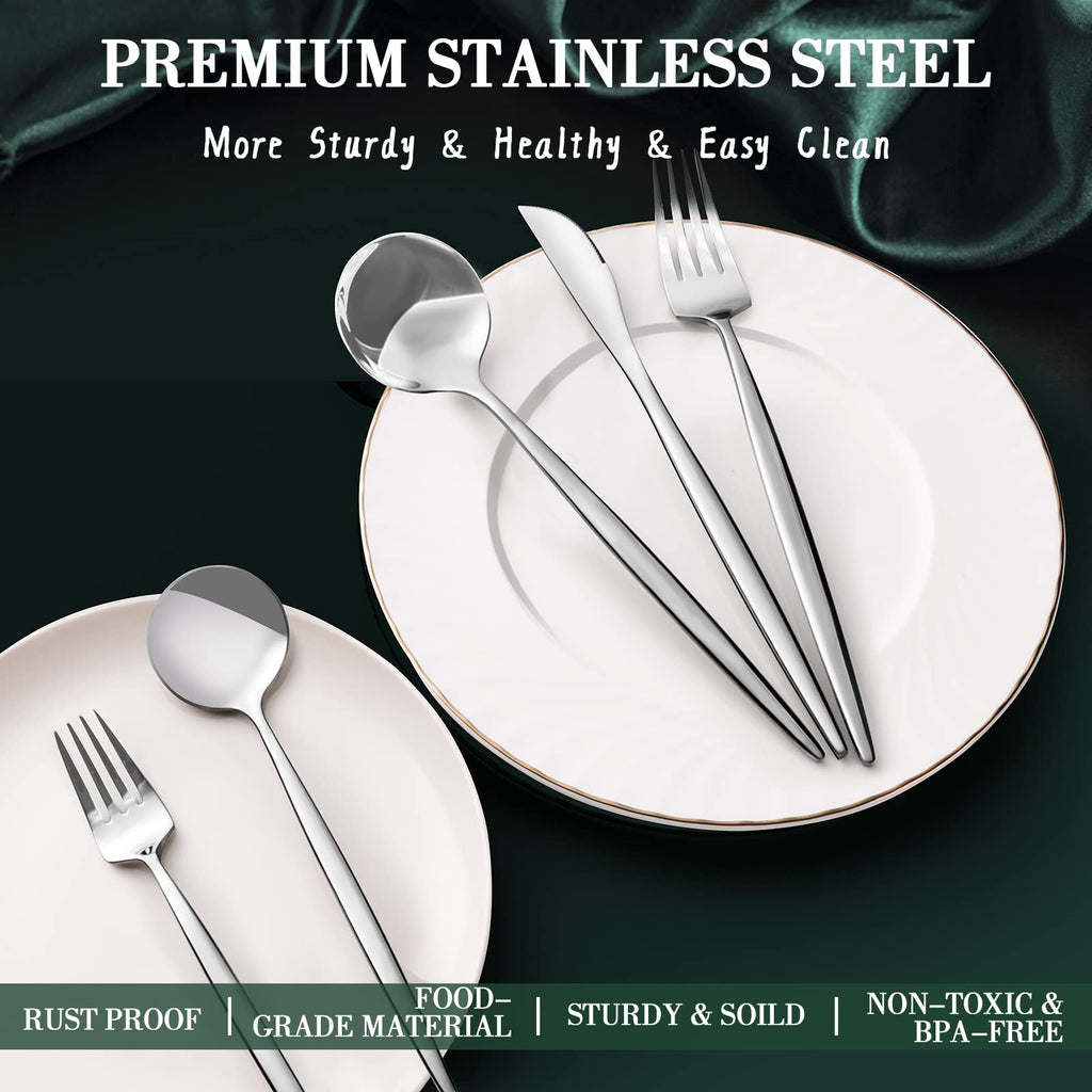 40-Piece Silverware Set for 8, Stainless Steel Flatware Cutlery Set Included Knife Spoon and Fork, Kitchen Utensils