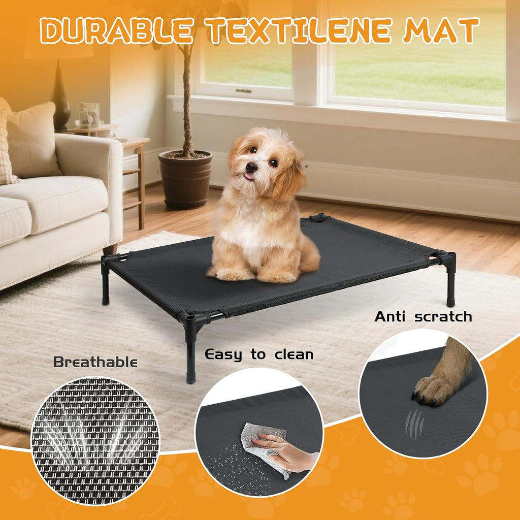 Outdoor Dog House, 2-in-1 Dog House for Small/Medium Dogs, Thicken Weatherproof Canopy Puppy Shelter Elevated Dog Bed