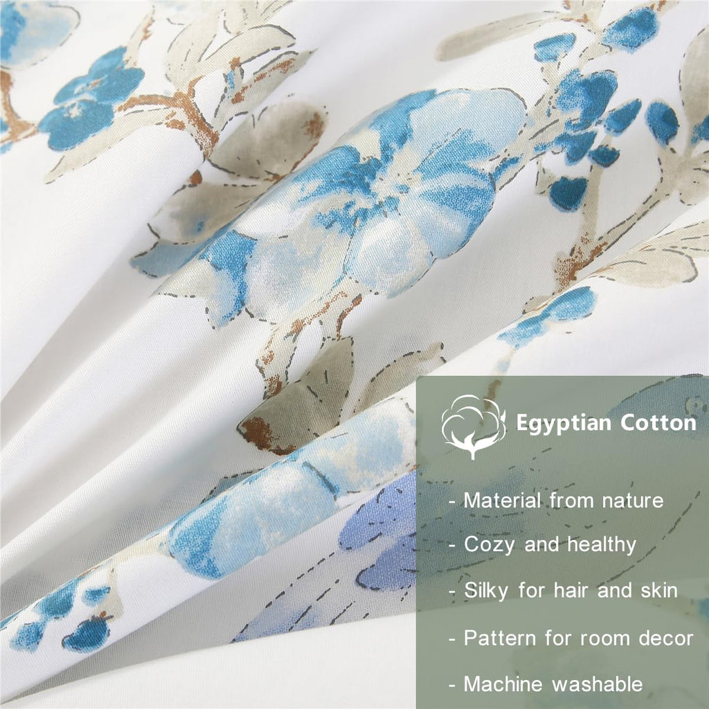 100% Cotton Pillowcases Set of 2 King Size Floral Printed Pillow Cases Soft Breathable Cooling Pillowcase Decorative
