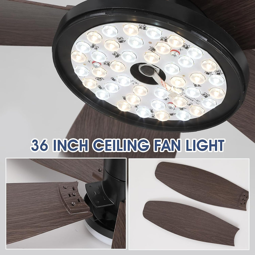 Ceiling Fans with Lights-36 Low Profile Ceiling Fan with Light and Remote/APP Control,Flush Mount,DC Reversible,LED Dimmable Modern Ceiling Fans for Bedroom,Indoor/Outdoor Patio Use(Brown) A101-B0CZHCKBL4