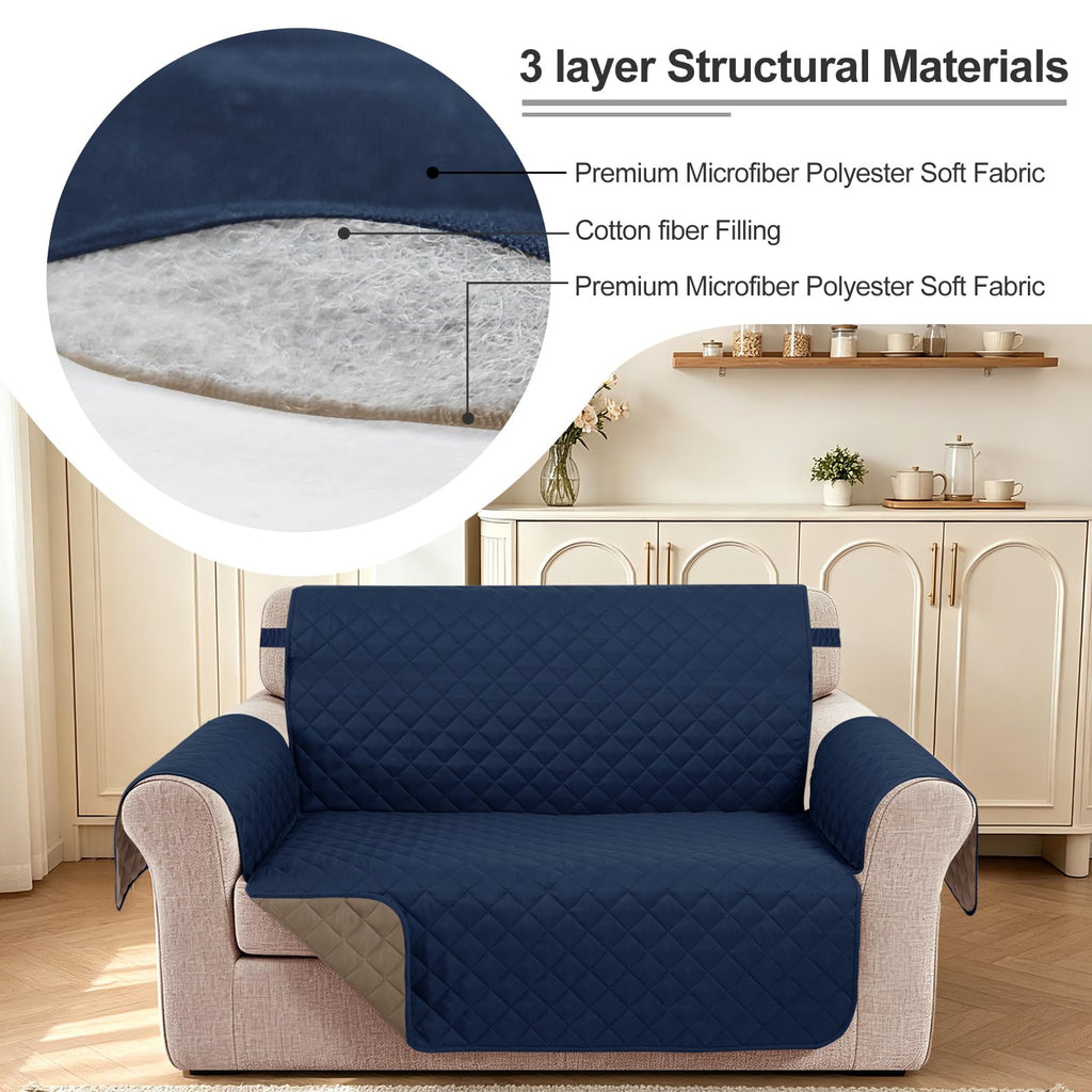 Loveseat Couch Cover for Dogs, Navy/Camel