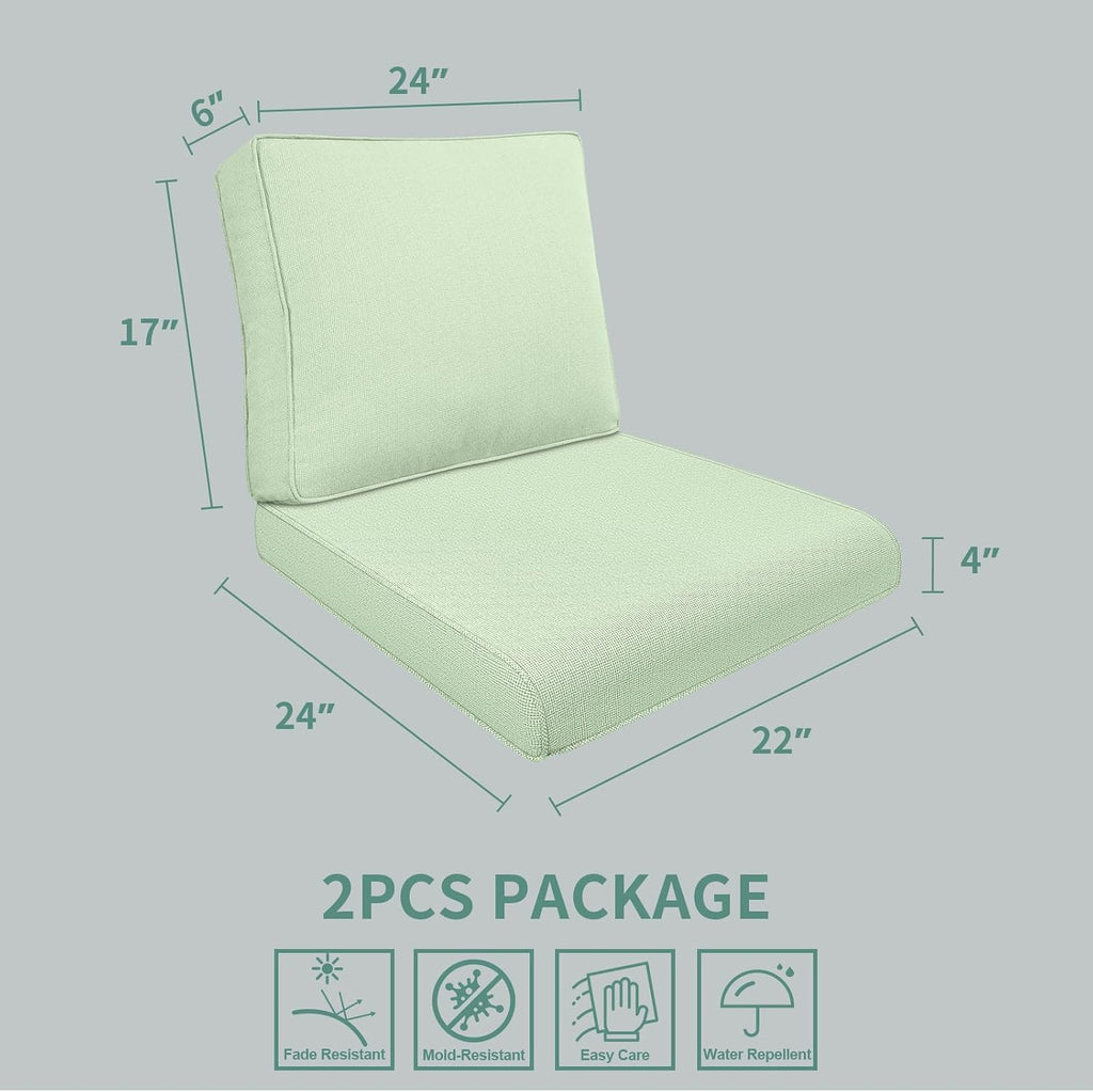 Outdoor Deep Seat Cushion Set 22x24 Inch, Water-Repellent & Fade-Resistant Patio Chair Cushions with Removable Cover