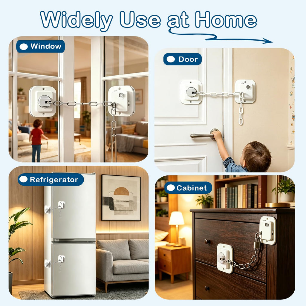 Kids Safety Child Proof Door Lock 9" Adjustable Latch 2 Pack White