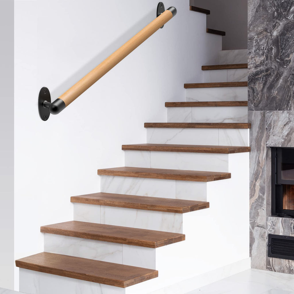 36 Inch Wood Handrail Indoor Stairs Handrail Wall Mount Handrail