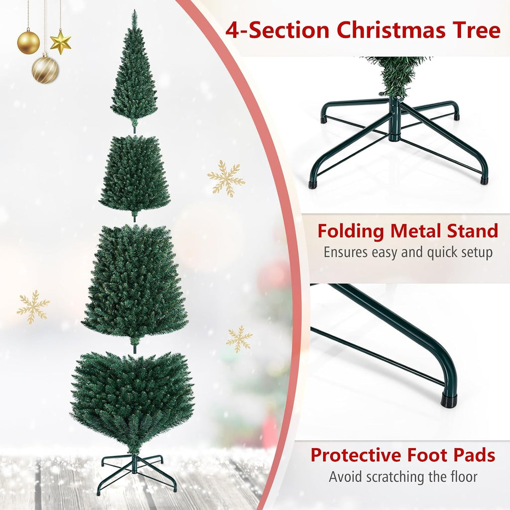 Artificial Slim Pencil Christmas Tree with 1500 Lush Branch Tips