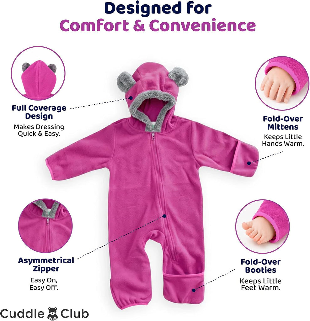 Fleece Baby Bunting Bodysuit Hoodie, Newborn
