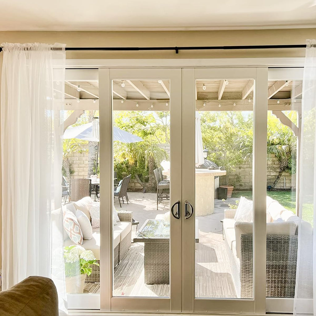 Rod Pocket Solid Sheer Curtains, White, 100" W x 96" L