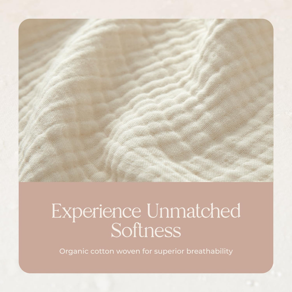 100% Cotton Organic Muslin Baby Swaddle Blanket GOTS & Fairtrade Certified Organic Cotton - Couch Living Room