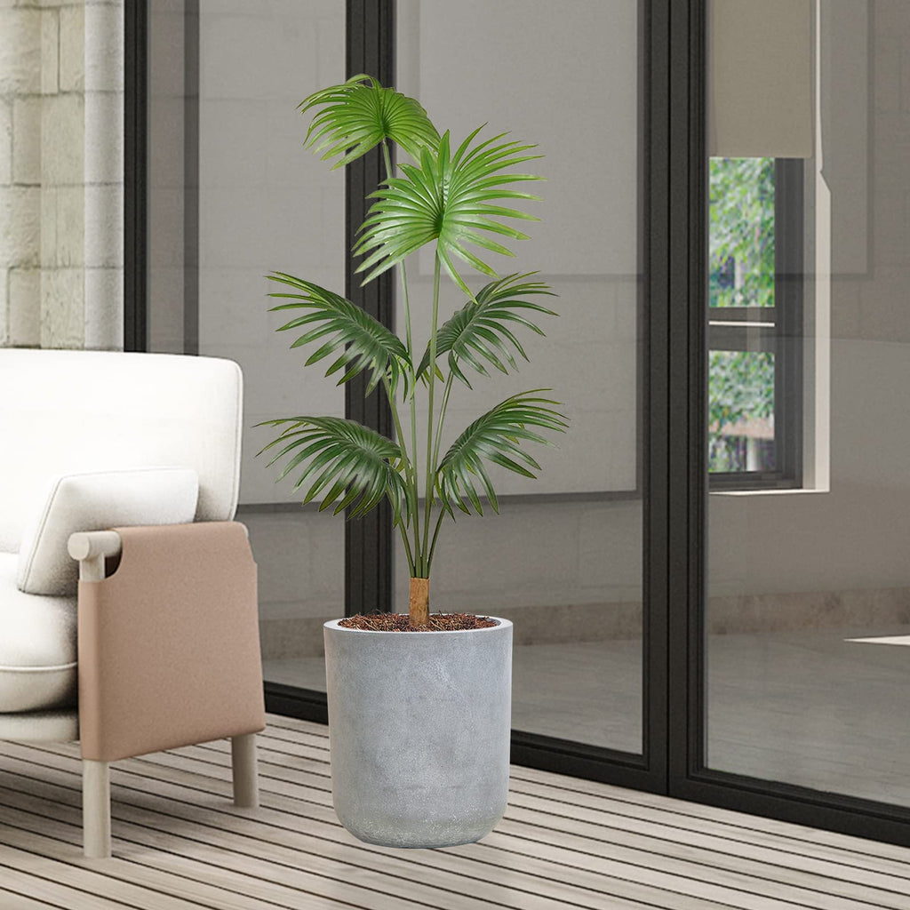 Round Concrete Planter Pot, Large Cement Planter Containers with Drainage Hole for Indoor Plants & Outdoor, 12.3" H