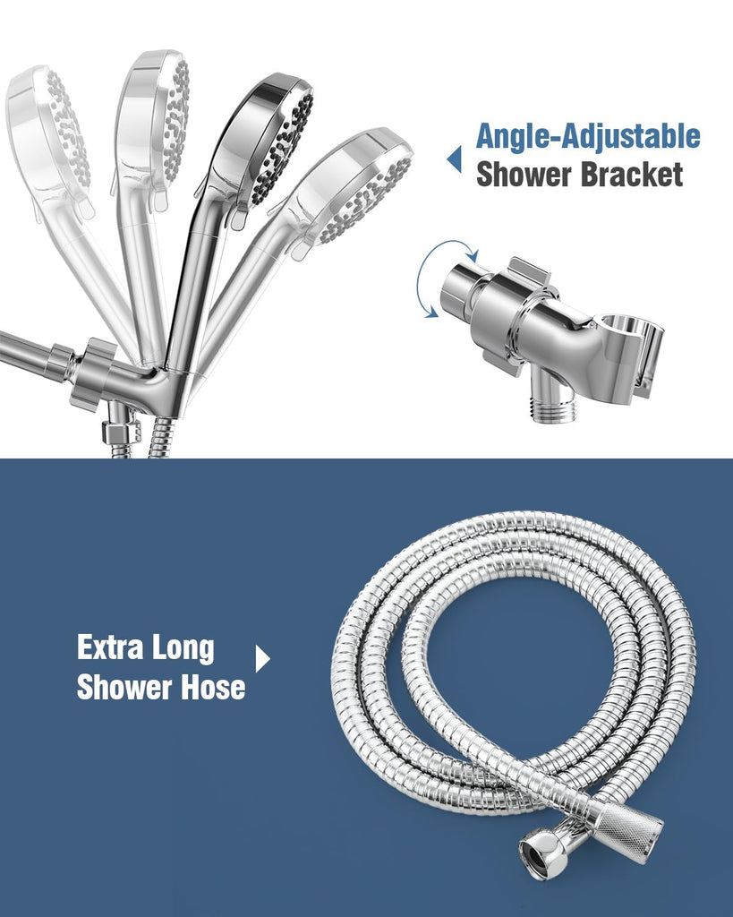 Filtered Shower Head with Handheld, 6 Modes High Pressure Shower Heads with Power Wash Mode and Hard Water Filter