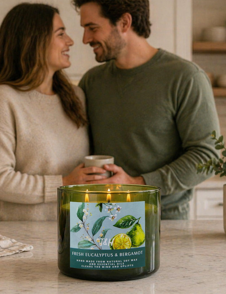 Fresh Eucalyptus Bergamot 3-Wick Large Soy Scented Candle, 15.8 oz