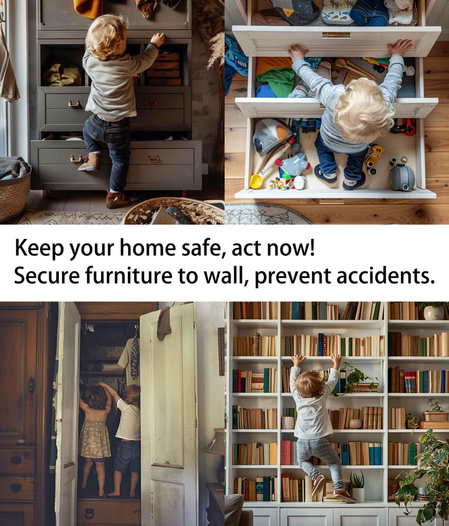 6 Sets Anti Tip Furniture Anchors for Baby Proofing, Earthquake Straps, Furniture Secure to wall Anchors, Childproof