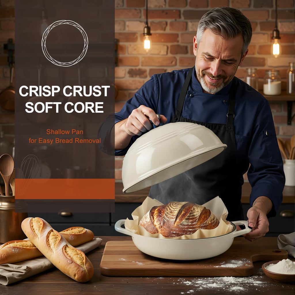 Enameled Cast Iron Dutch Oven, 6QT Bread Oven with Dome Lid Recipe