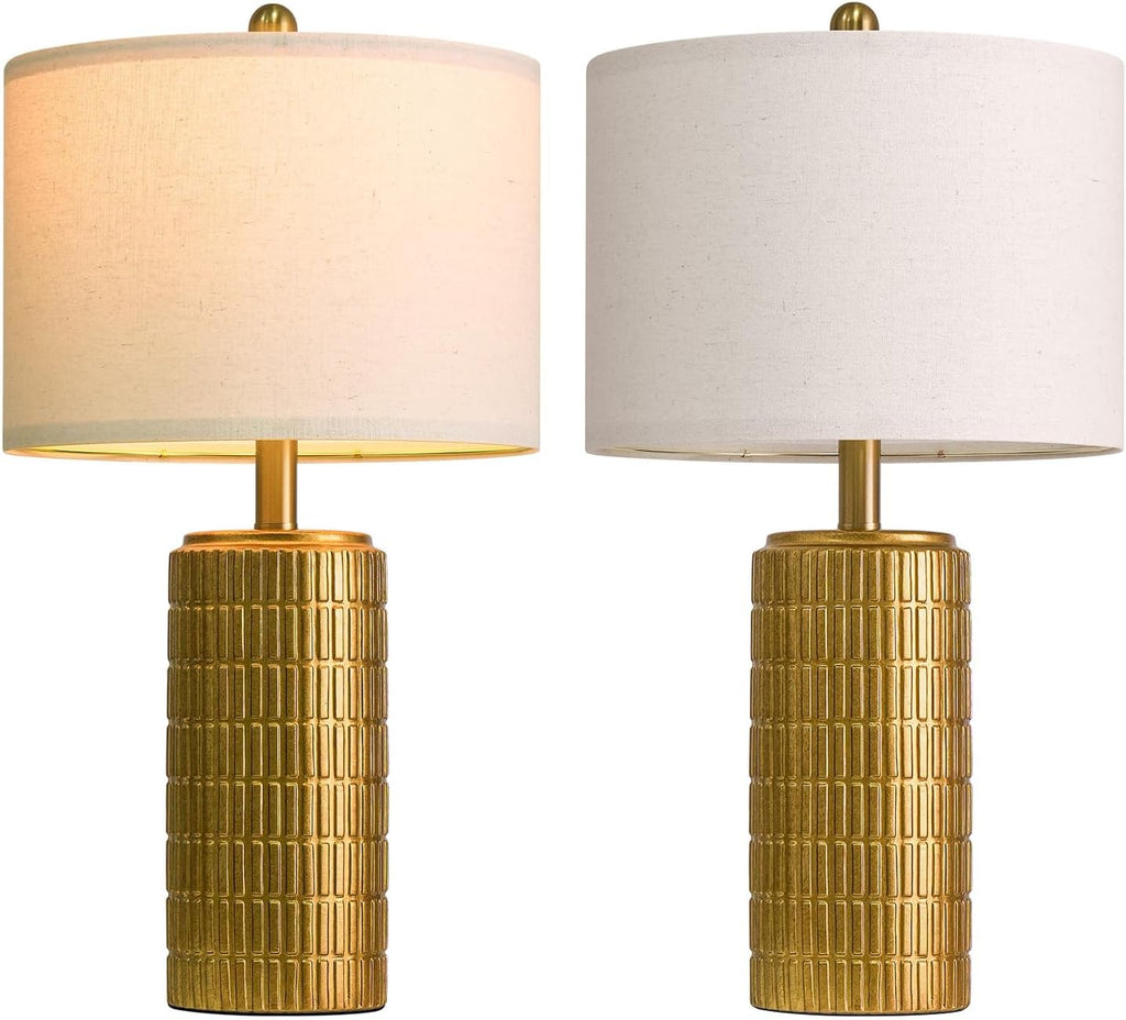 23" Brass Gold Ceramic Table Lamps, Retro Warm Gold Lamps, Vintage Bronze Decorative Lamps