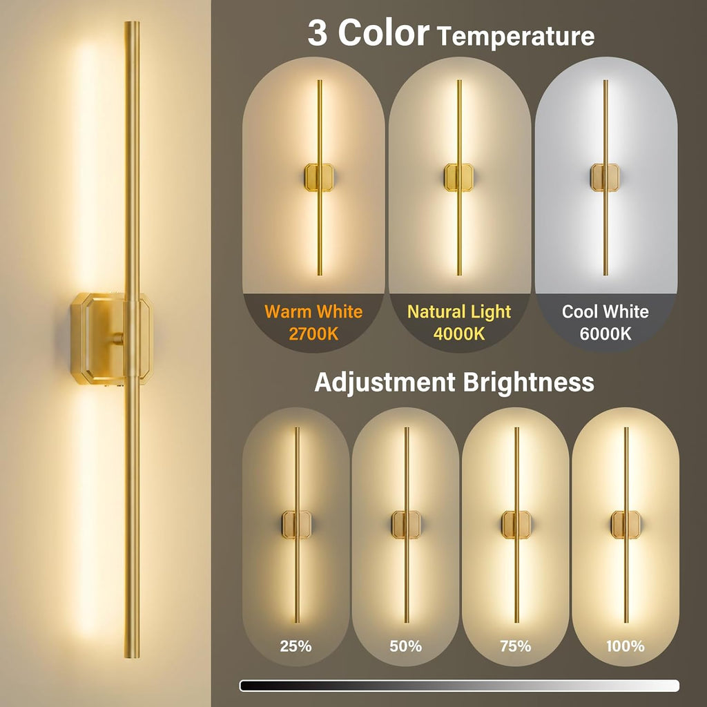Battery Operated Wall Sconces Set of 2: Rechargeable Wall Lights with Remote Control, 2700K-6000K Dimmable LED Wall