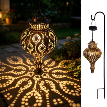 Moroccan Solar Lanterns Outdoor Waterproof with Shepherds Hook Garden Decor