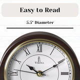 Mantel Clock Battery Operated - Wooden Mantle Clock - 15x7.5 - Silent, Made of Real Wood & Easy to Read
