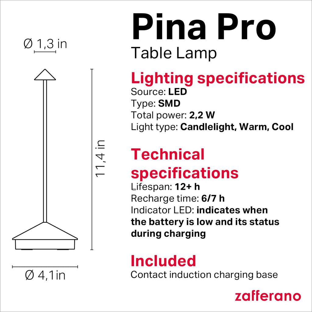 Pina Pro, Rechargeable Cordless Lamp, Black