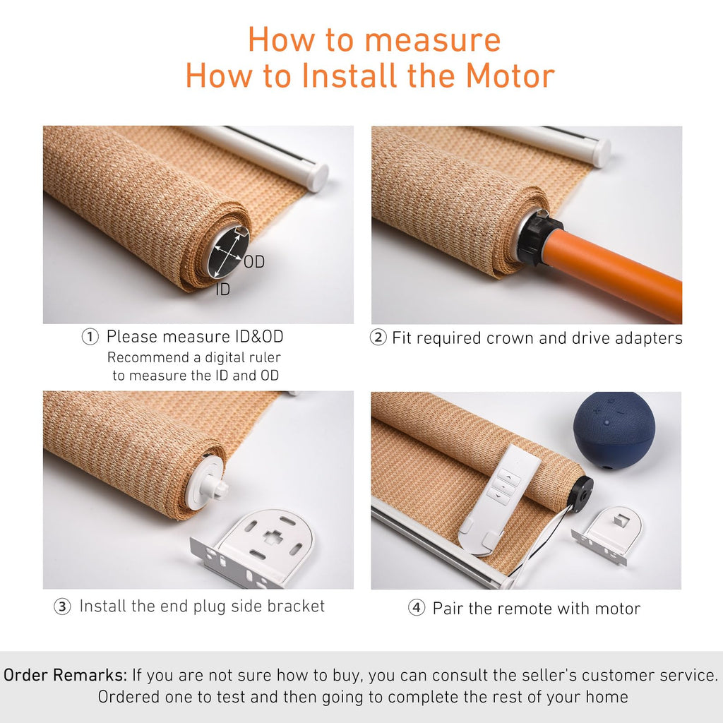 Tuya WiFi Smart Roller Shade Motor for 1.5" (38mm) Tubes - Compatible with Alexa & Google Home - App/Timer Control
