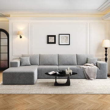 135.4" Cloud Modular Sectional Sofa Couch with L-Shape Chaise, Modern Minimalist Upholstered Couches Bedroom, Deep Seat