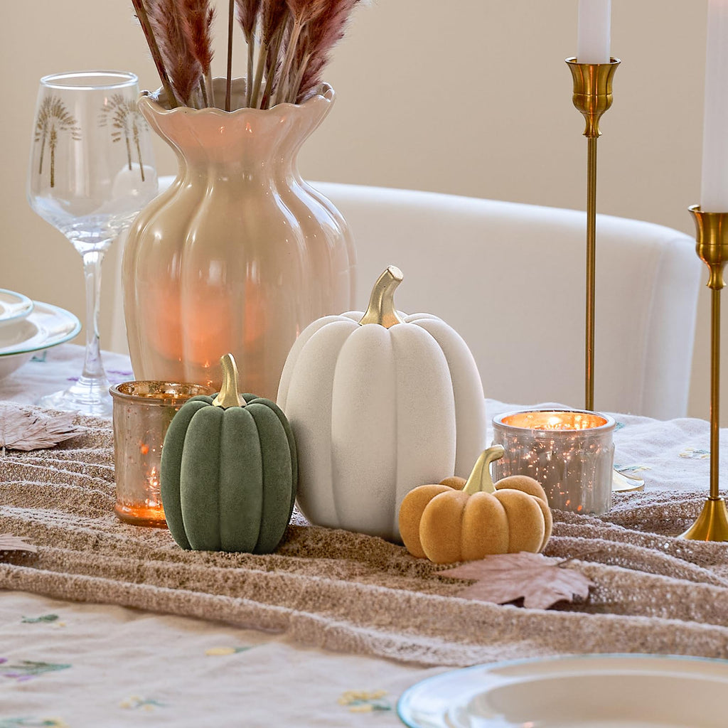 Fall Pumpkin Decor, Faux Artificial Pumpkin Table