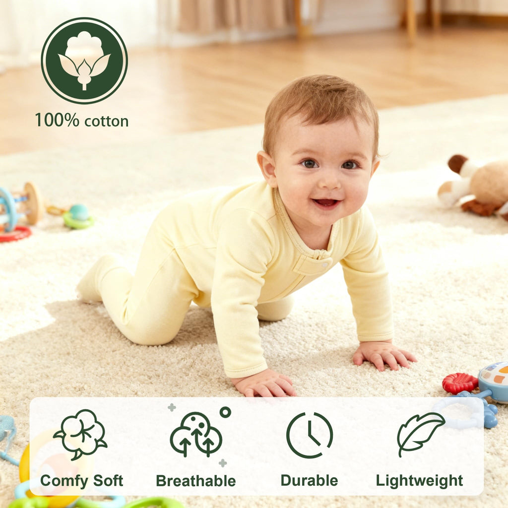 Newborn Essential Stuffs Long Sleeve Infant Coming Home Romper Footies Comfy Jumpsuit for Baby Yellow