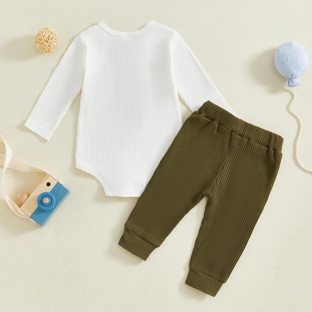 Baby Boy Clothes 3 6 12 Ribbed Knitted Long Sleeve Romper and Pants Sets Newborn Fall Splicing Color Outfits