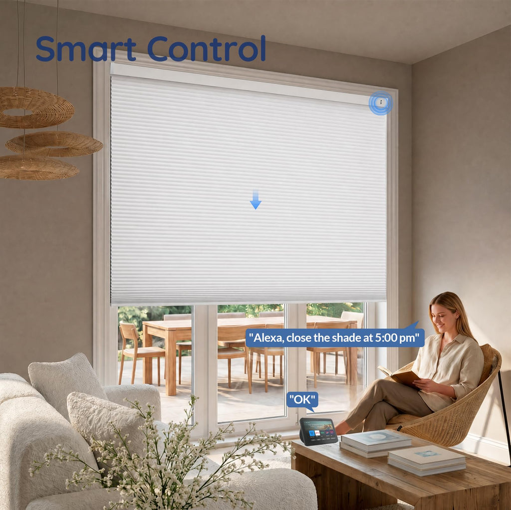 Motorized Cellular Shades, Smart Blinds with Remote, Custom Size
