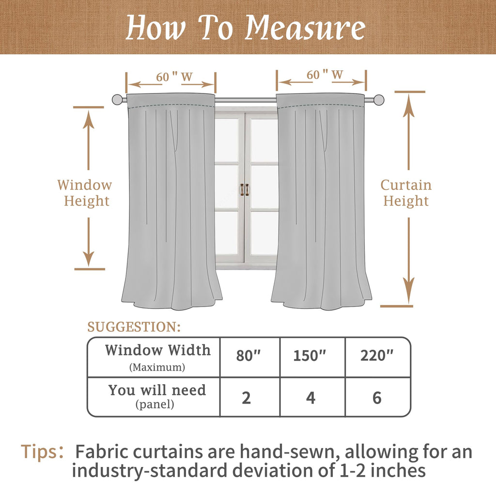 Extra Wide 100% Ivory White Blackout Linen Curtains 63 Inch Length