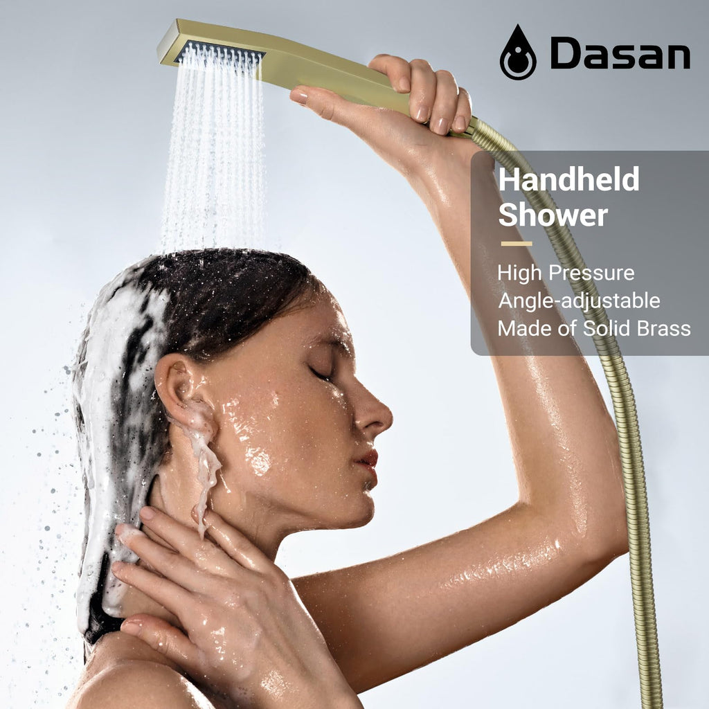 Full Body Rain Shower System with 4 Body Shower Jets & 12'' Wall Mount Rainfall Shower Head & Handheld, Multi Shower